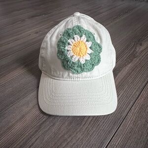 Crochet Flower Daisy Hat Baseball Hat Grannycore Handmade Hat Flower Cap